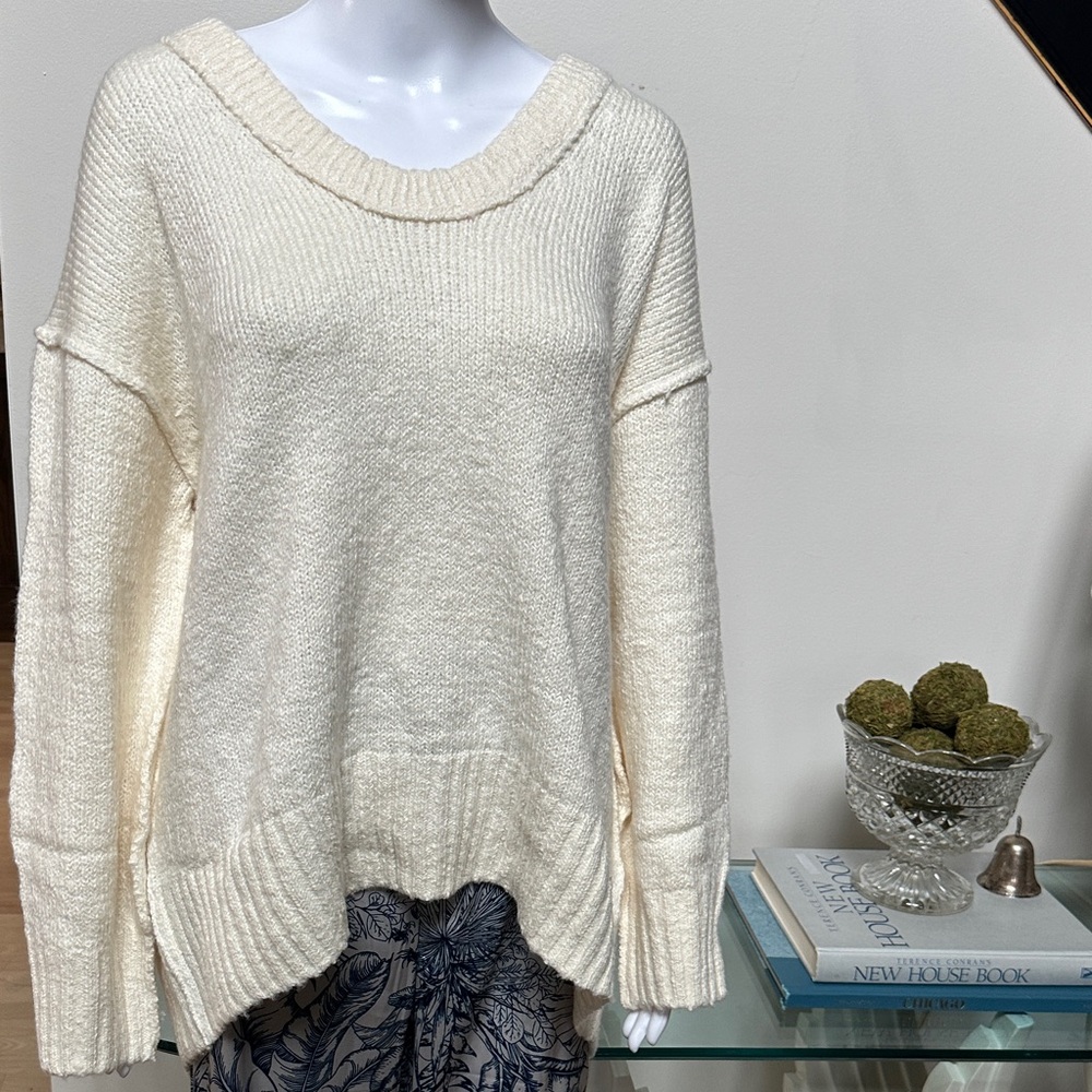 NWT Free People Bookside Cream Knit Sweater Size S | ELEVATED BASICS